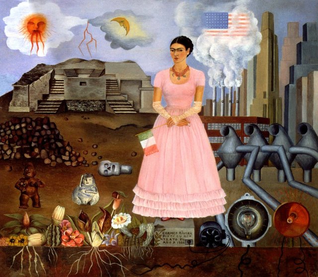 Frida Kahlo, Along the Boarder Line Between Mexico and the United States from the Detroit Institute of Arts