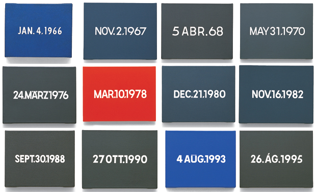 On Kawara, canvases from the 'Today Series' (1966 - 2014)