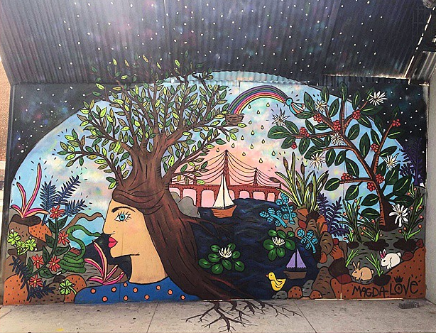 Magda's mural for King's Coffee in Brooklyn, Image via Instagram: @magda_love_