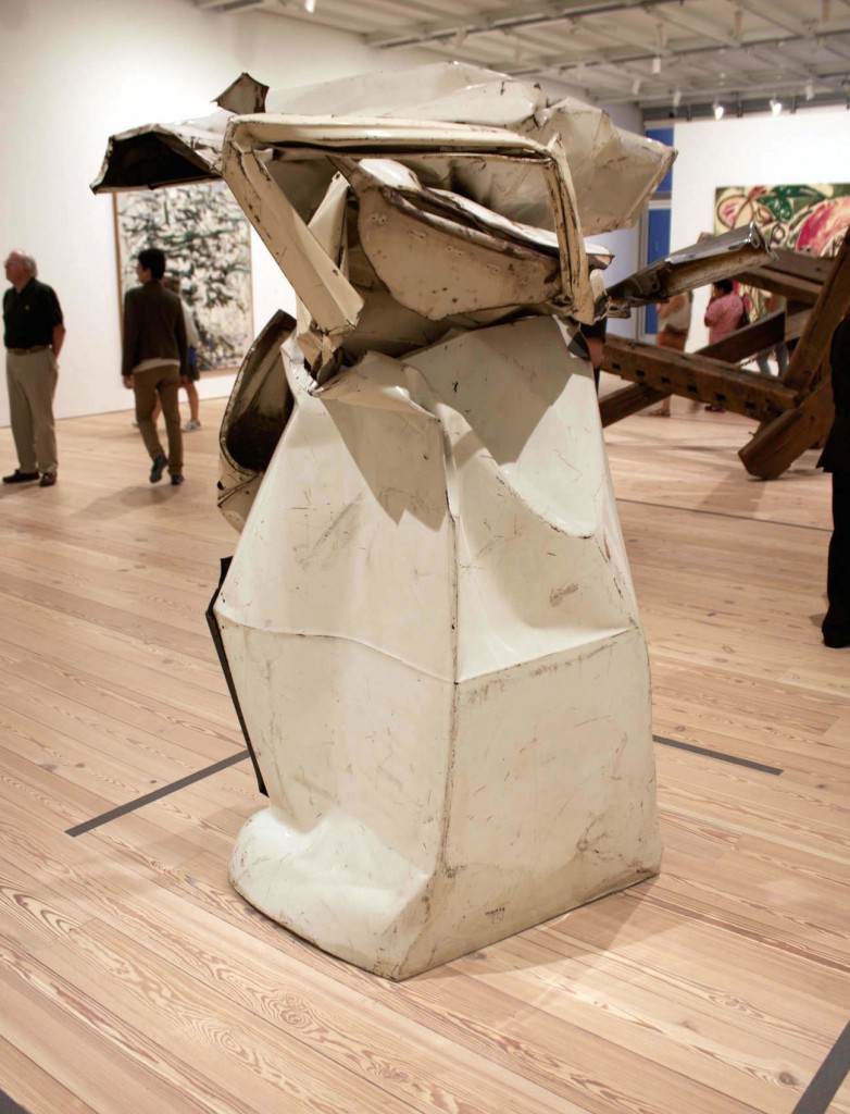 Velvet white sculpture by artist john chamberlain at the new Whitney Museum of Modern Art in New York City