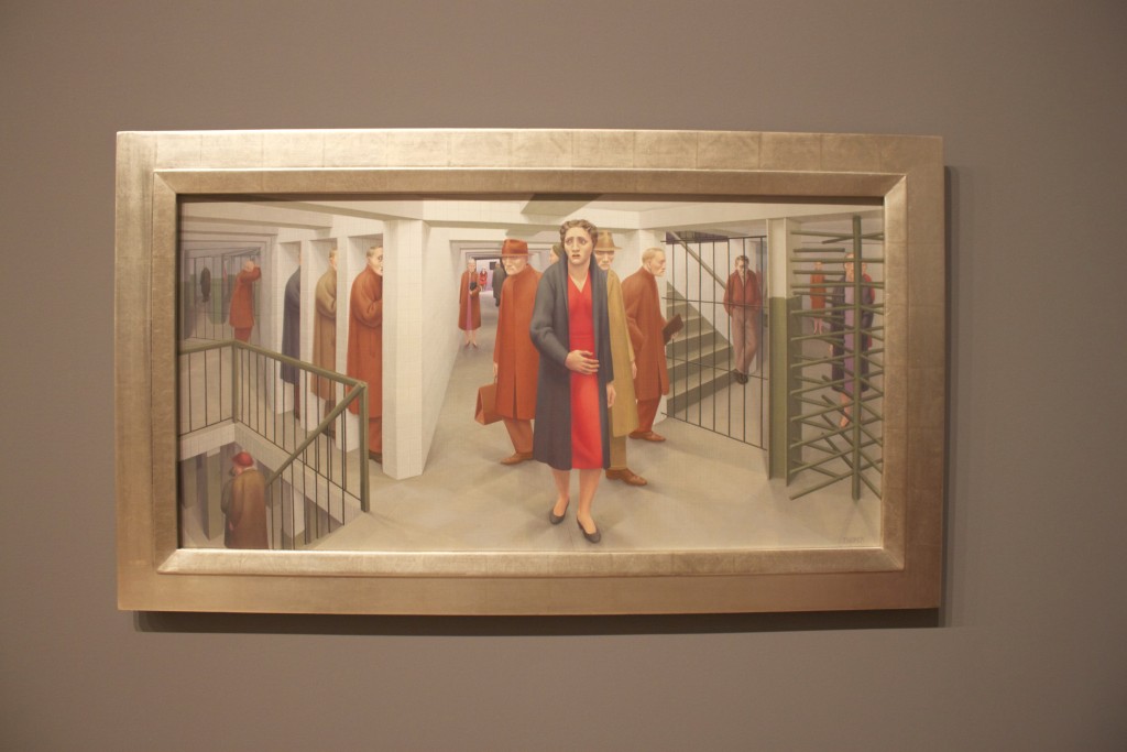Painting by George Tooker titled The Subway At The New Whitney Museum
