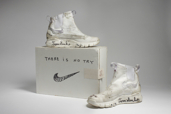 Nike x Tom Sachs. NikeCraft Lunar Underboot Aeroply Experimentation Research Boot Prototype, 200812. Collection of the artist. (Photo: Courtesy American Federation of Arts)