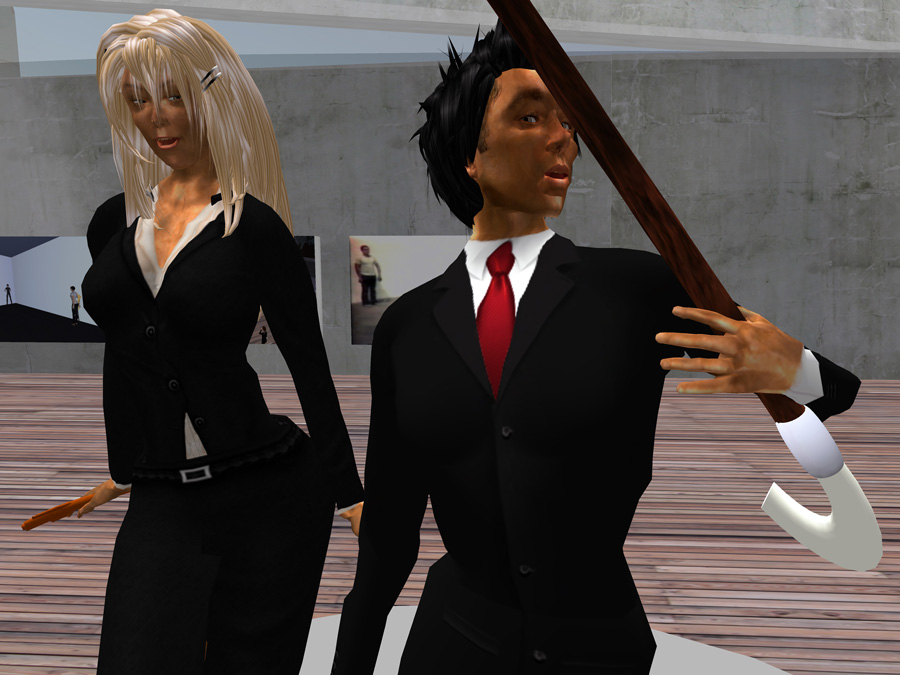 Reenactment of Gilbert and George's "The Singing Sculpture" - Synthetic performance in Second Life (2007 ), EVA AND FRANCO MATTES 