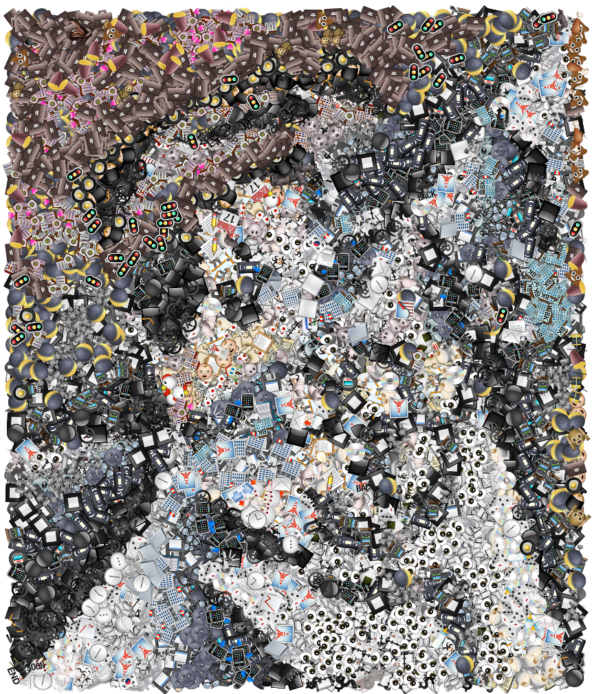 juan-gris-emoji-head-of-a-woman-artreport, Emoji Mosaic