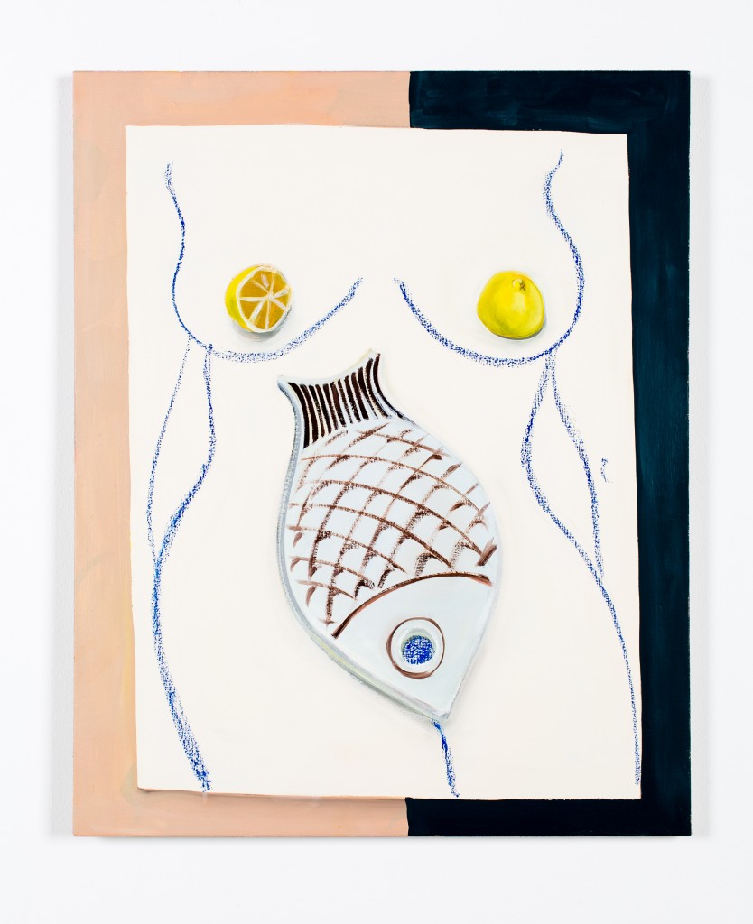 Drawing of Nude with Lemons and Fish Trivet, (2014), Ella Kruglyanskaya
