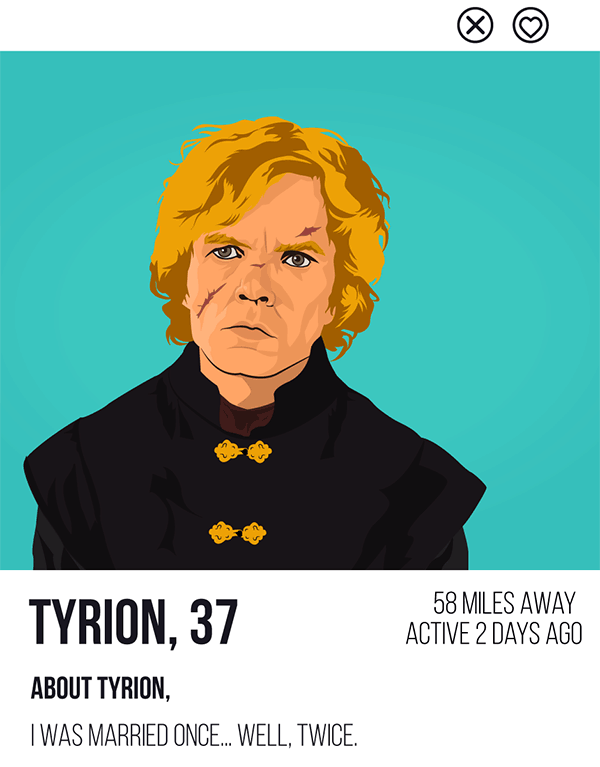  Fake Tinder Profiles GIF - Tyrion from Game of Thrones 