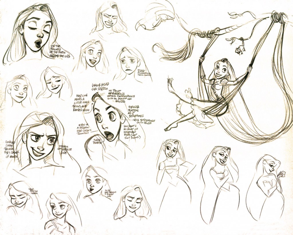Sketches from Tangled by Glenn Keane