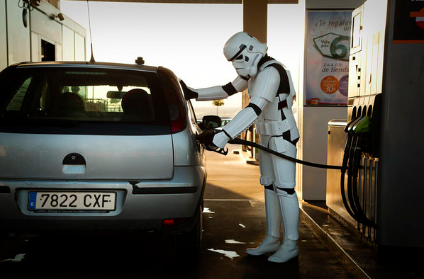Stormtroopers pumping gas by Jorge Pérez Higuera