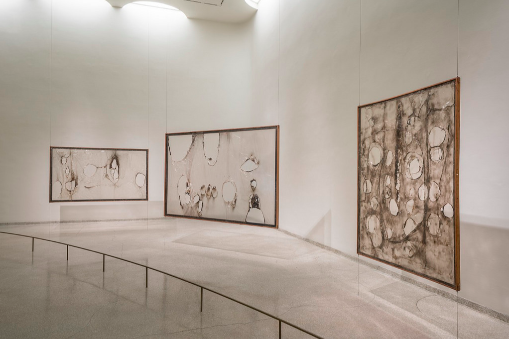 Post-War Artist Alberto Burri the Trauma of Painting installation at Guggenheim Museum