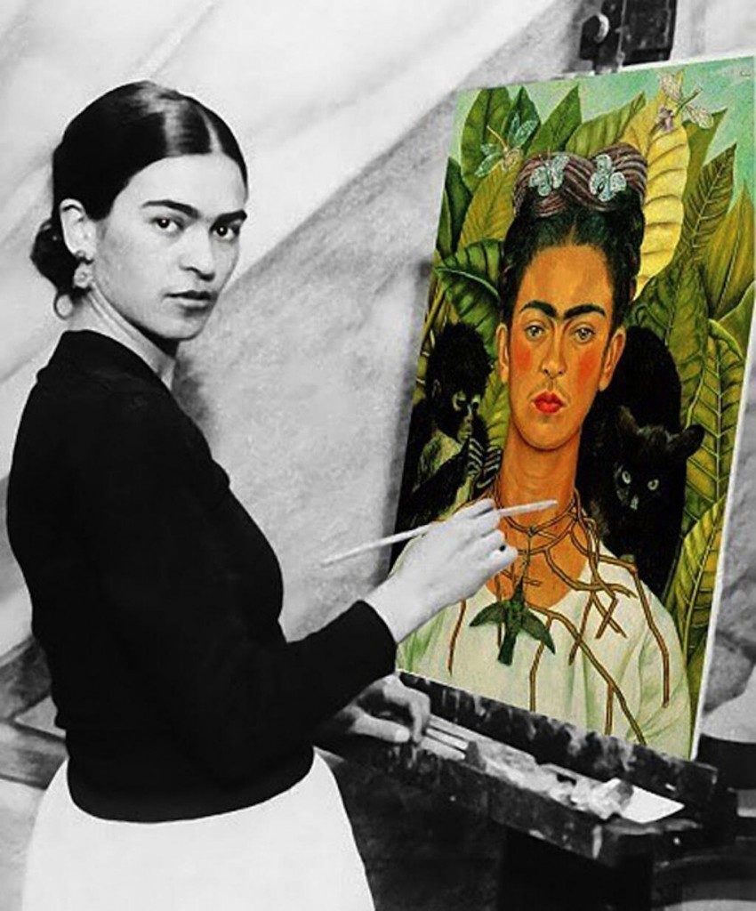 frida-kahlo-self-portrait-painting-herself