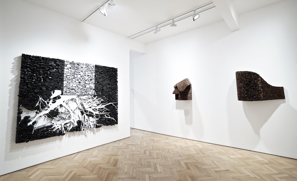 Leonardo Drew installation's titled 137L, 132L and 136L at Vigo gallery in London