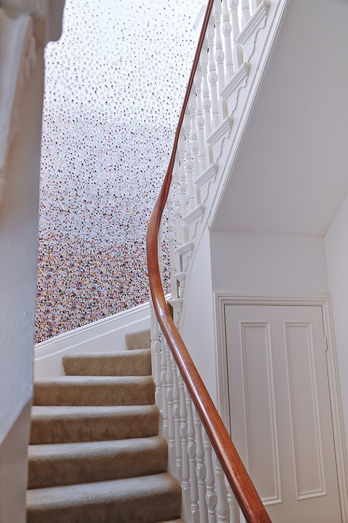 Stairwell view of The Venus Wall Art Installation by Mathery Studio