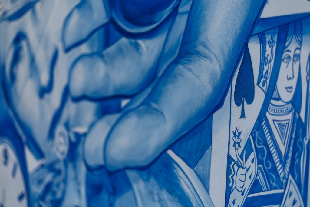 Details of painting titled Blue 8 Ball by Victor Rodriguez
