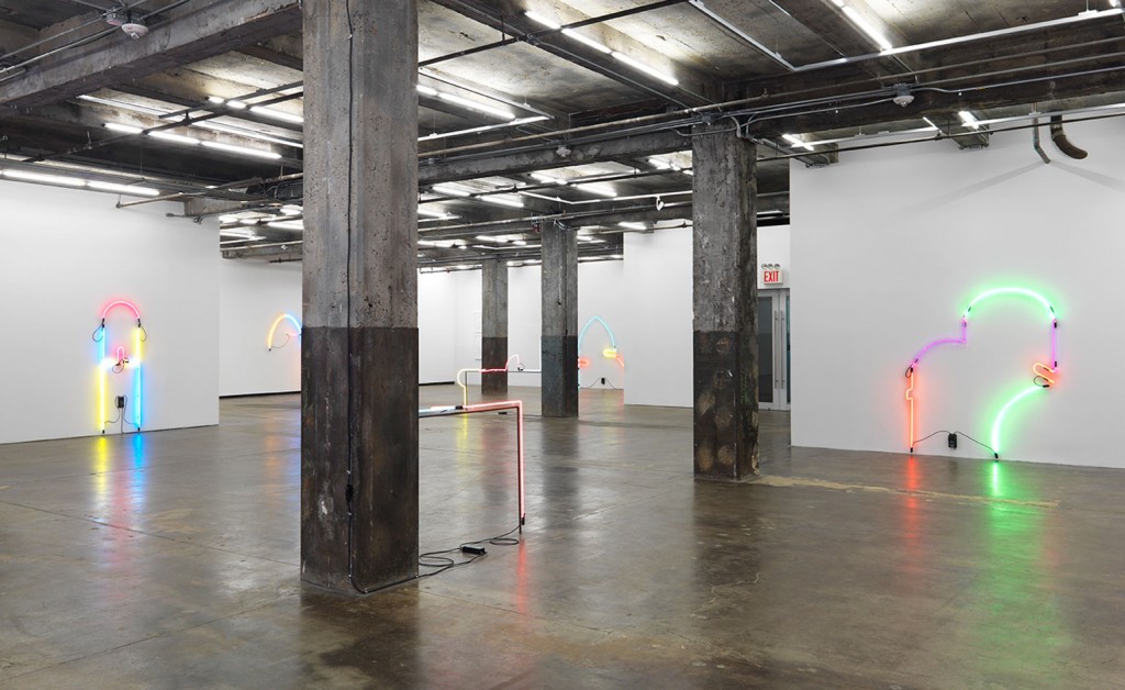 Installation view of Keith Sonnier at Maccarone Gallery not Art Basel