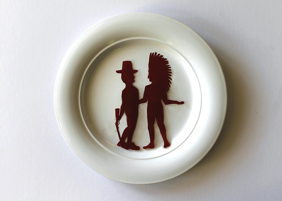 Thanksgiving Dinner Plate of Kara Walker inspired artwork by Hannah Rothstein 