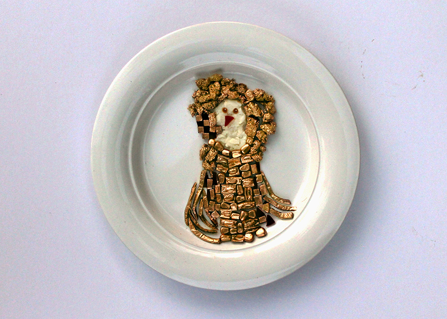 Thanksgiving Dinner Plate of Gustav Klimt inspired artwork by Hannah Rothstein 