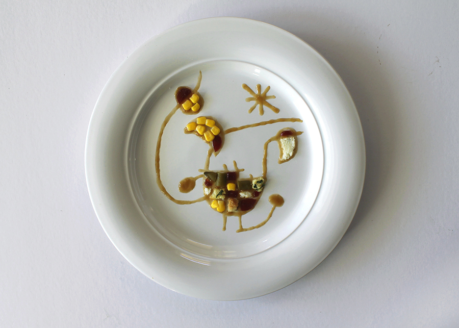 Thanksgiving Dinner Plate of Joan Miro inspired artwork by Hannah Rothstein 